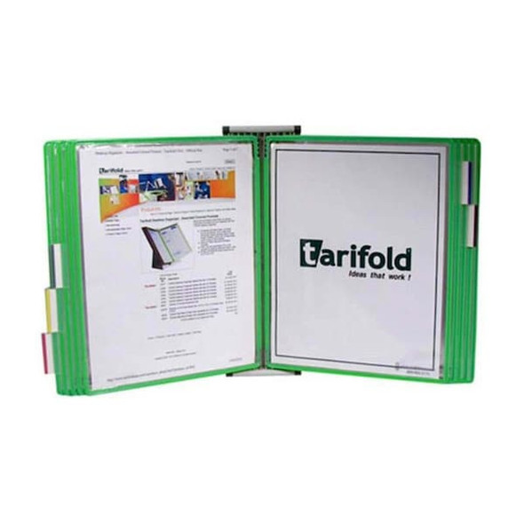 Tarifold Document Wall Display Unit,10 Green Pocket W251