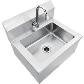 Global Industrial Stainless Steel Hands Free Wall Mount Sink W/Faucet 14""x10""x