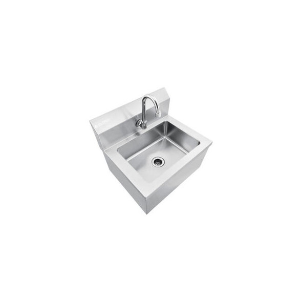 Global Industrial Stainless Steel Hands Free Wall Mount Sink W/Faucet 14""x10""x
