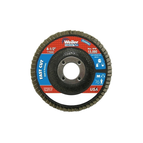 Vortec Pro® Abrasive Flap Disc, 4-1/2 in x 7/8 in, Flat, Phenolic Backing