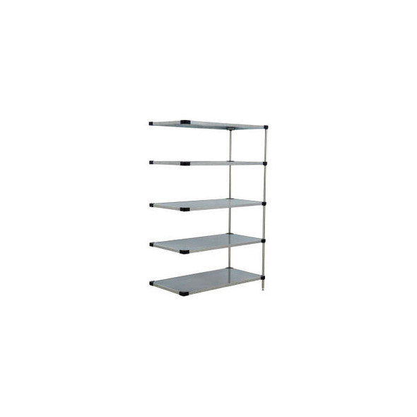 Nexel 5 Shelf Galvanized Steel Solid Shelving Unit Add On 24""W x 24""D x 63""H