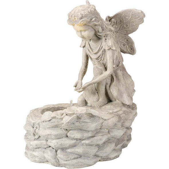 Lumineo 17.3 In. W. x 18.5 In. H. x 11.2 In. L. Polyresin Fairy Solar Fountain