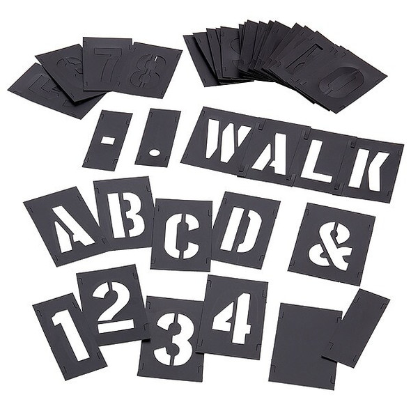 C.H. Hanson Stencil Set, Combination Set, Gothic Font, PVC, 46 Pieces 10192