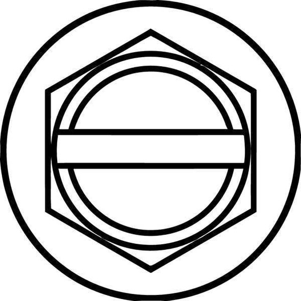 Sheet Metal Screw, #10 x 2-1/2 in, Zinc Plated Steel Flange Hex Head Slotted Drive, 100 PK