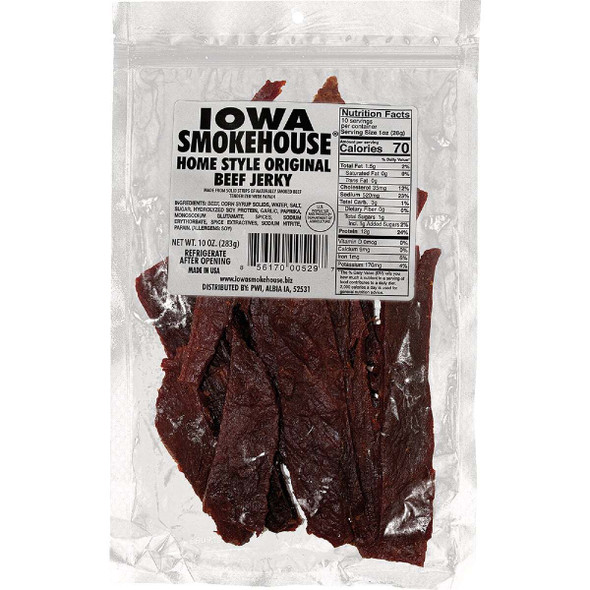 Iowa Smokehouse 10 Oz. Original Beef Jerky is-10jn Pack of 6