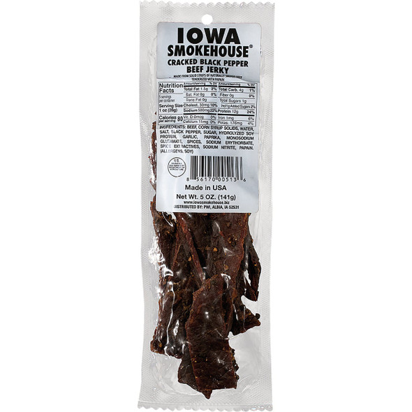 Iowa Smokehouse 5 Oz. Cracked Black Pepper Beef Jerky is-5jp Pack of 12