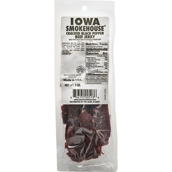 Iowa Smokehouse 5 Oz. Cracked Black Pepper Beef Jerky is-5jp Pack of 12 IS-5JP 848592