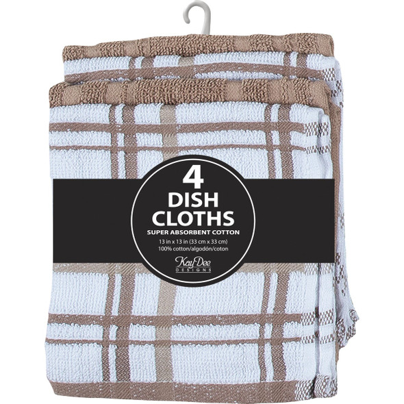 Kay Dee Designs Taupe Dish Cloth Set (4-Piece) R6439 Pack of 3 638907
