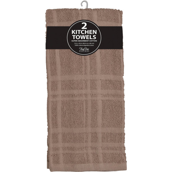 Kay Dee Designs Taupe Solid Terry Kitchen Towel (2-Pack) R6430 Pack of 3 629479