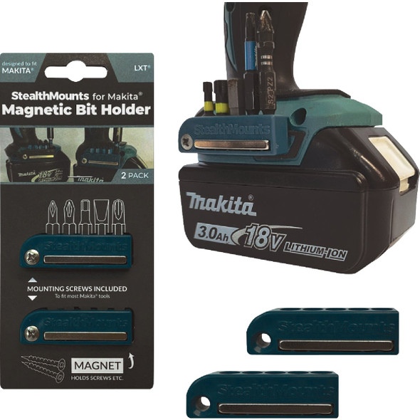StealthMounts Magnetic Bit Holders for Makita 18/40V (2-Pack) BH-MK-BLU-2