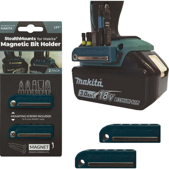 StealthMounts Magnetic Bit Holders for Makita 18/40V (2-Pack) BH-MK-BLU-2