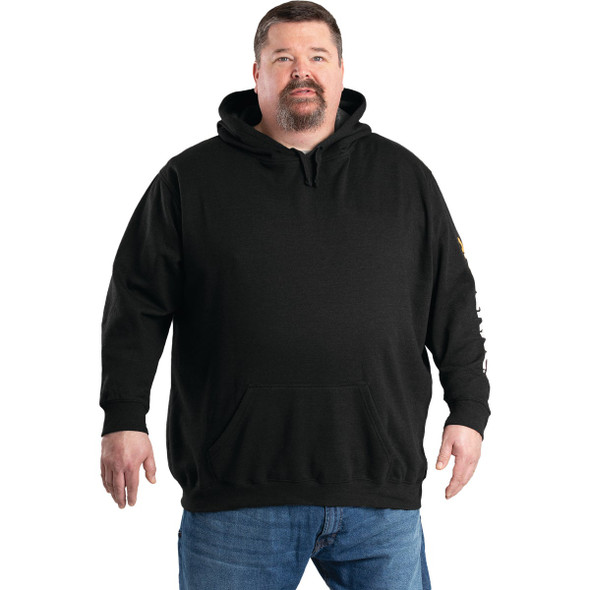 Berne Men's XL Regular Black Signature Sleeve Hooded Pullover Sweatshirt