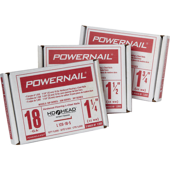Powernail 18-Gauge Collated L-Cleat Flooring Nails, 1-3-4 In. (1,000 Count) L175185-1000.PWR 997450