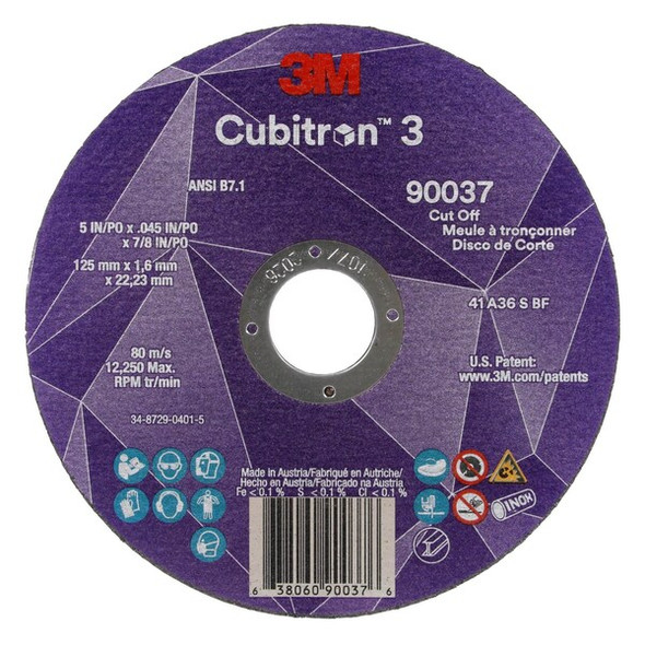 3m Cubitron Abrasive Cut-Off Wheel,7/8 in Connector 90037
