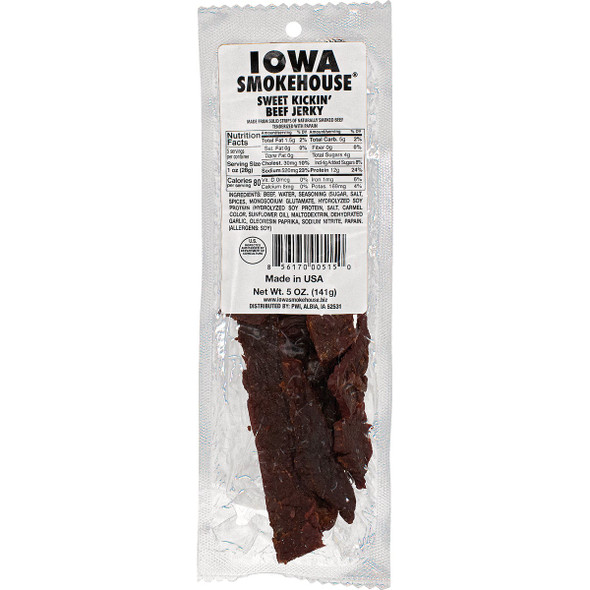 Iowa Smokehouse 5 Oz. Sweet Kickin' Beef Jerky is-5jsk Pack of 12