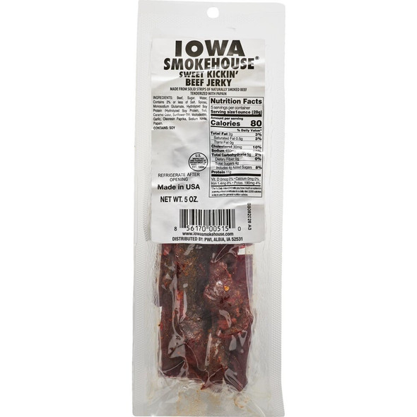 Iowa Smokehouse 5 Oz. Sweet Kickin' Beef Jerky is-5jsk Pack of 12 IS-5JSK 831288