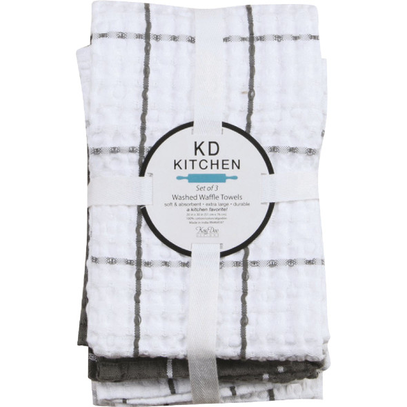 Kay Dee Designs Graphite Waffle Kitchen Towel (3-Pack) R6934 Pack of 2