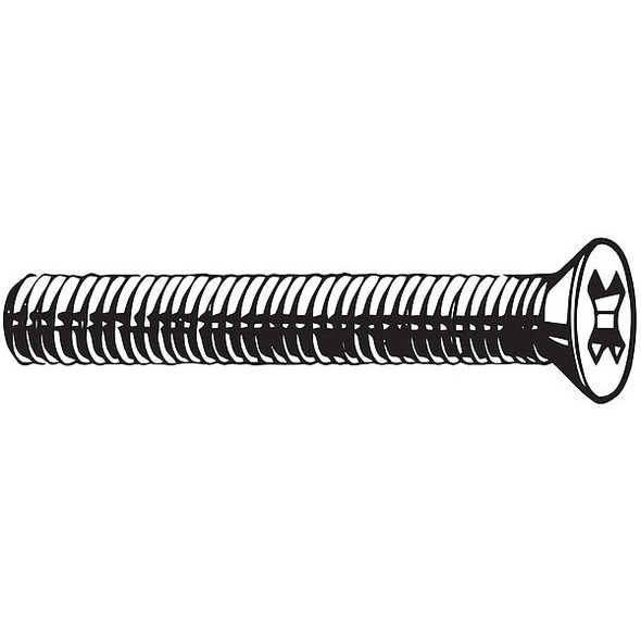 M3-0.50 x 10 mm Phillips Flat Machine Screw, Plain 18-8 Stainless Steel, 100 PK