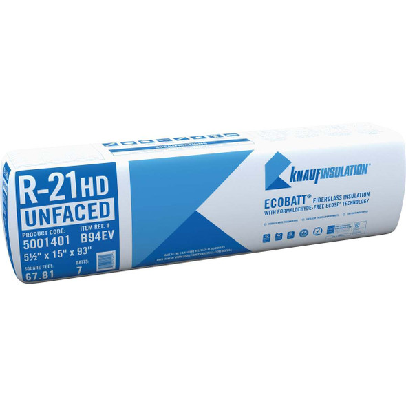 Knauf ECOBATT R-21 15 In. x 93 In. High Density Unfaced Fiberglass Insulation