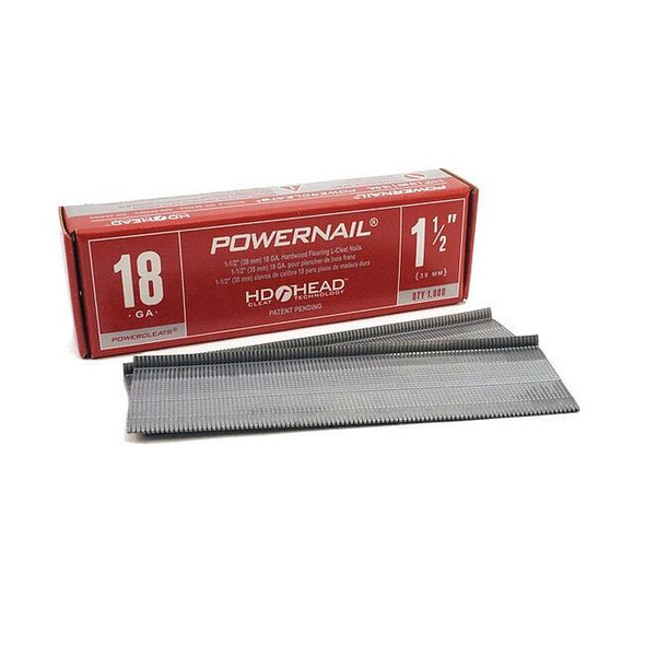 Powernail Collated Flooring Nail, 1-1/2 in L, 18, L-Head Head, 1000 PK L15018