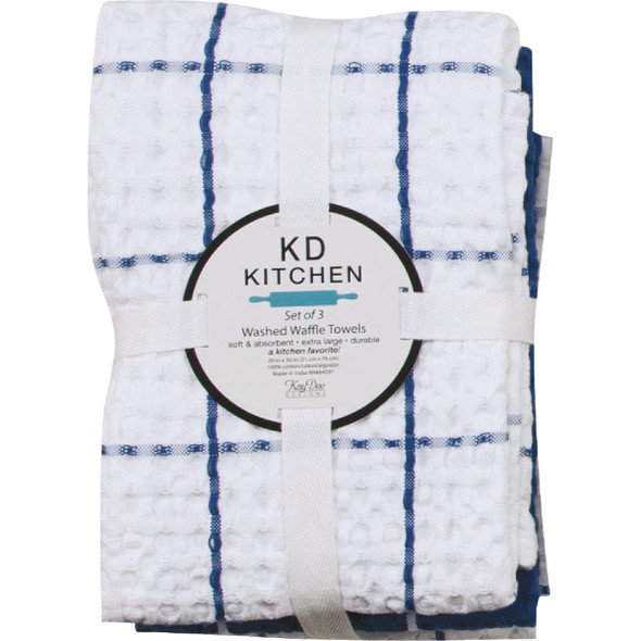 Kay Dee Designs True Blue Waffle Kitchen Towel (3-Pack) R6924 Pack of 2