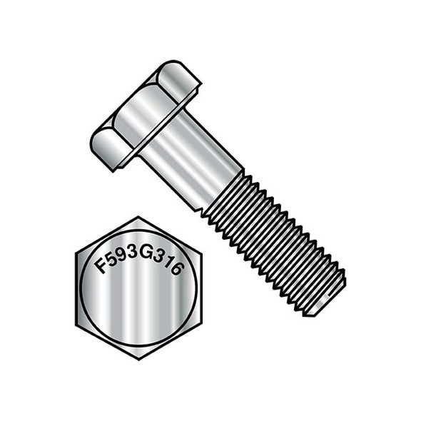 316, 1/4"-20 Hex Head Cap Screw, Plain Stainless Steel, 1-1/2 in L, 100 PK