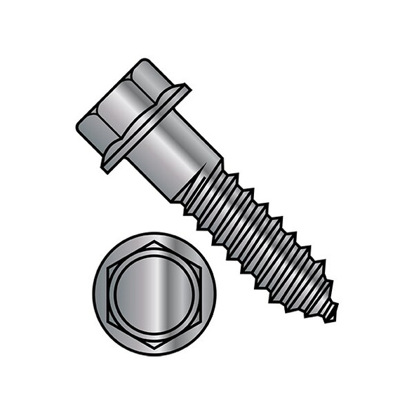 Lag Screw, 3/8 in, 4 in, Steel, Galvanized Hex Hex Drive, 200 PK
