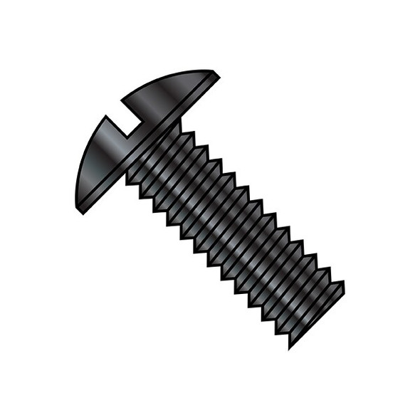1/4"-20 x 1 in Slotted Truss Machine Screw, Black Oxide Steel, 2500 PK