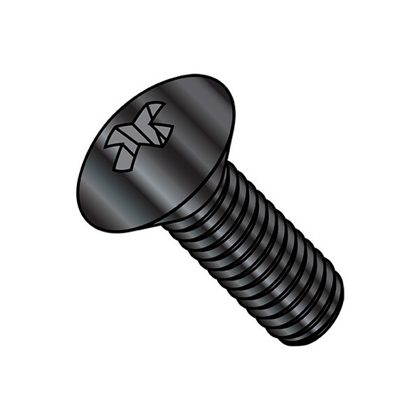 #10-32 x 1/2 in Phillips Oval Machine Screw, Zinc Black Steel, 8000 PK
