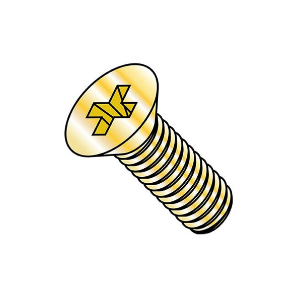 #4-40 x 1/4 in Phillips Flat Machine Screw, Zinc Yellow Steel, 10000 PK