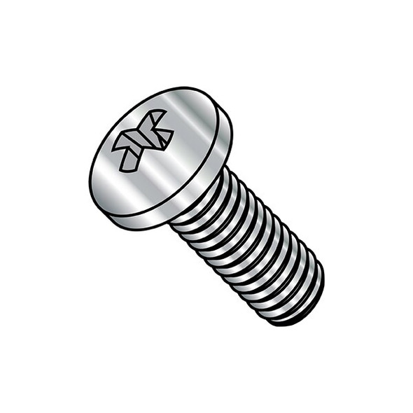 #10-32 x 1/2 in Phillips Pan Machine Screw, Plain Steel, 1000 PK
