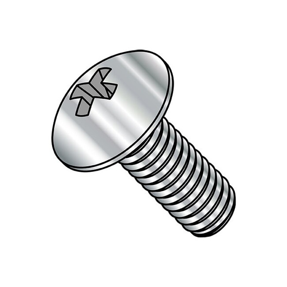 #10-24 x 3/8 in Phillips Truss Machine Screw, Plain Steel, 4000 PK