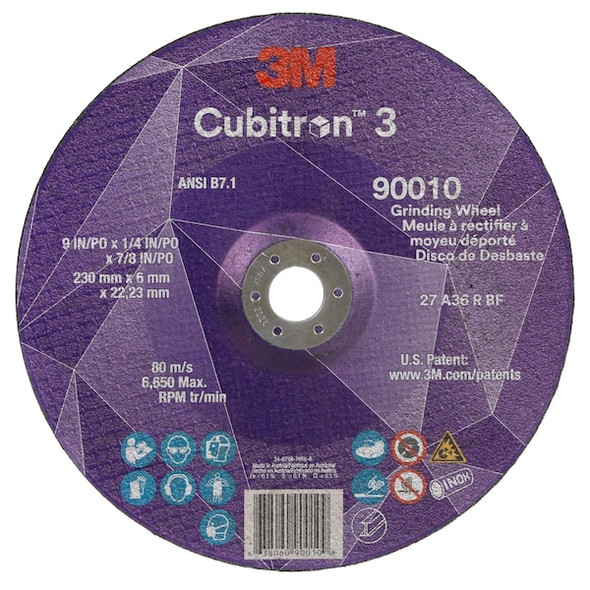 3m Cubitron Depressed Center Grinding Wheel,36 Grit 90009 3m Cubitron Depressed Center Grinding Wheel,36 Grit 90009