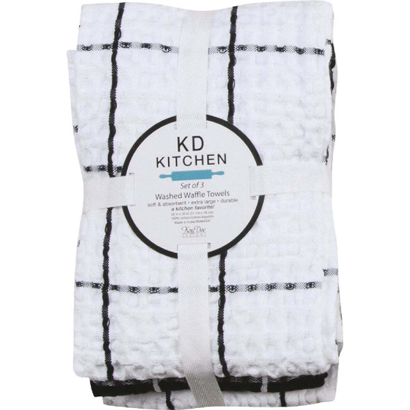 Kay Dee Designs Onyx Waffle Kitchen Towel (3-Pack) R6954 Pack of 2
