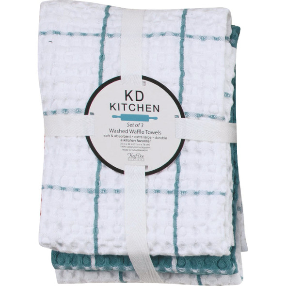 Kay Dee Designs Aqua Haze Waffle Kitchen Towel (3-Pack) R6914 Pack of 2