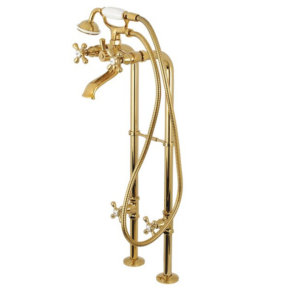 Freestanding Tub Faucet, Standard, 2, Freestanding, Polished Brass
