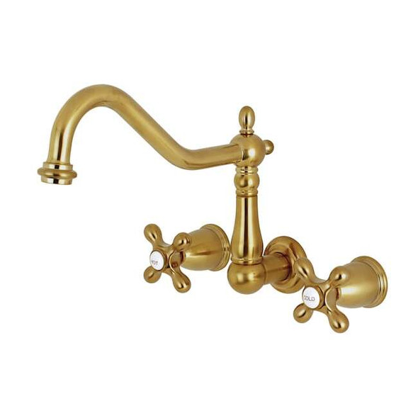 Kingston Brass Roman Tub Faucet, Brushed Brass, Wall Mount KS1027AX