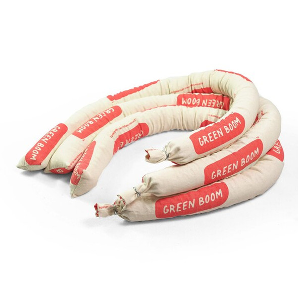 Green Boom Sorbent Sock, 12 gal, 3 in x 48 in, White, 10 PK S0348S