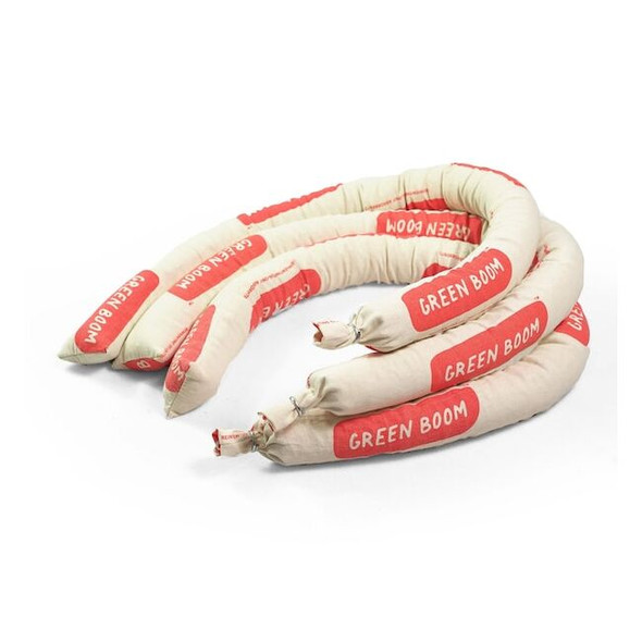 Green Boom Sorbent Sock, 12 gal, 3 in x 48 in, White, 10 PK S0348S