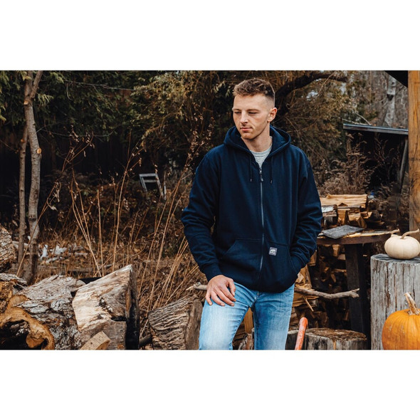 Berne Heritage Large Navy Thermal-Lined Full-Zip Hooded Sweatshirt SZ101NVR440 706316