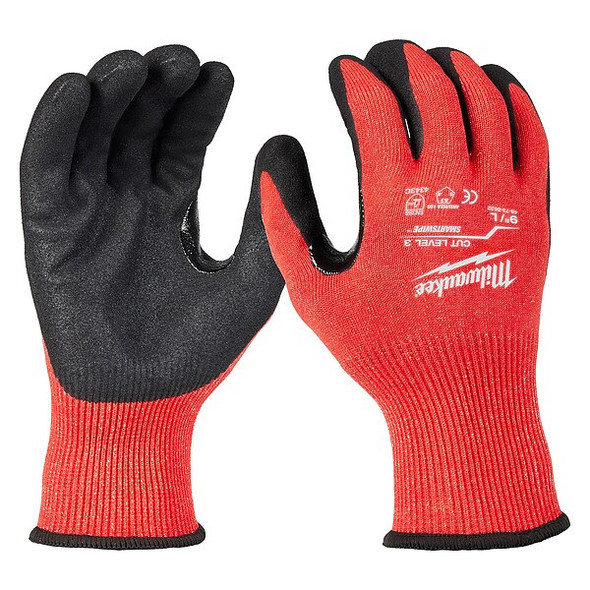 Work Gloves, Cut Level A3 ,Dipped ,Nitrile ,Sandy ,L 1 PR