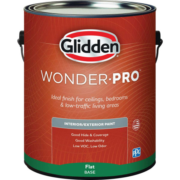 Glidden WonderPro Interior/Exterior Flat Paint, Ultra Deep Base, 1 Gal.