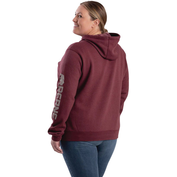 Berne XL Cabernet Women's Signature Sleeve Pullover Hooded Sweatshirt