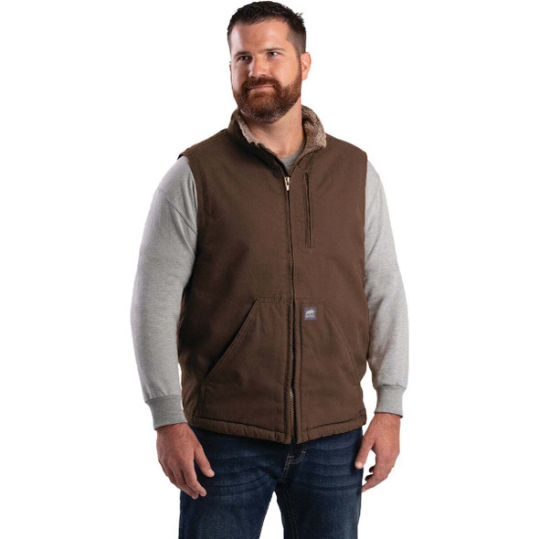 Berne Heartland Men's 2XL Bark Sherpa-Lined Washed Duck Vest V818BBR520