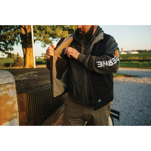 Berne Heartland Men's 2XL Bark Sherpa-Lined Washed Duck Vest V818BBR520 721792