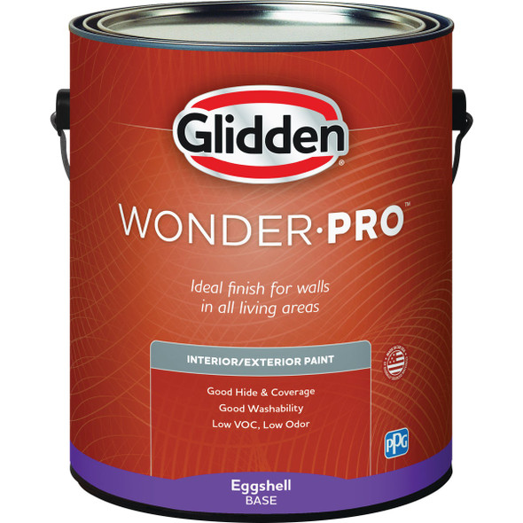 Glidden WonderPro Interior/Exterior Eggshell Paint, Midtone Base, 1 Gal.