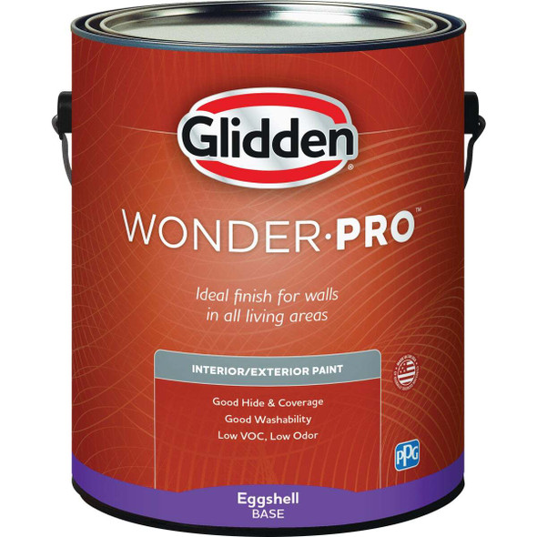 Glidden WonderPro Interior/Exterior Eggshell Paint, White & Pastel Base, 1 Gal.