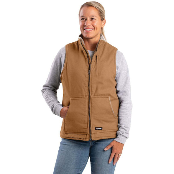 Berne Softstone Women's Medium Brown Duck Sherpa-Lined Vest WV15BDR400