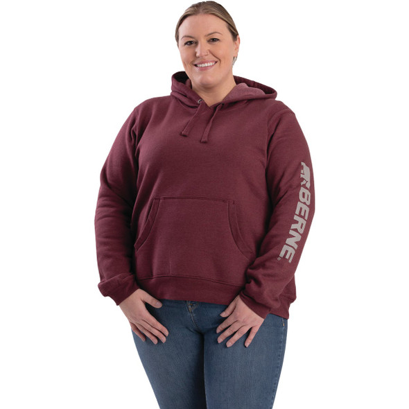 Berne Small Cabernet Women's Signature Sleeve Pullover Hooded Sweatshirt WSP401CABR360 743788
