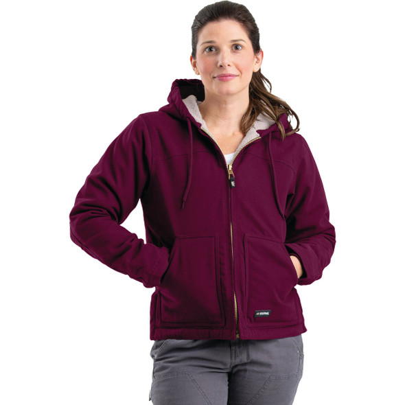 Berne Women's Small Plum Sherpa-Lined Softstone Duck Hooded Jacket WHJ43PLMR360